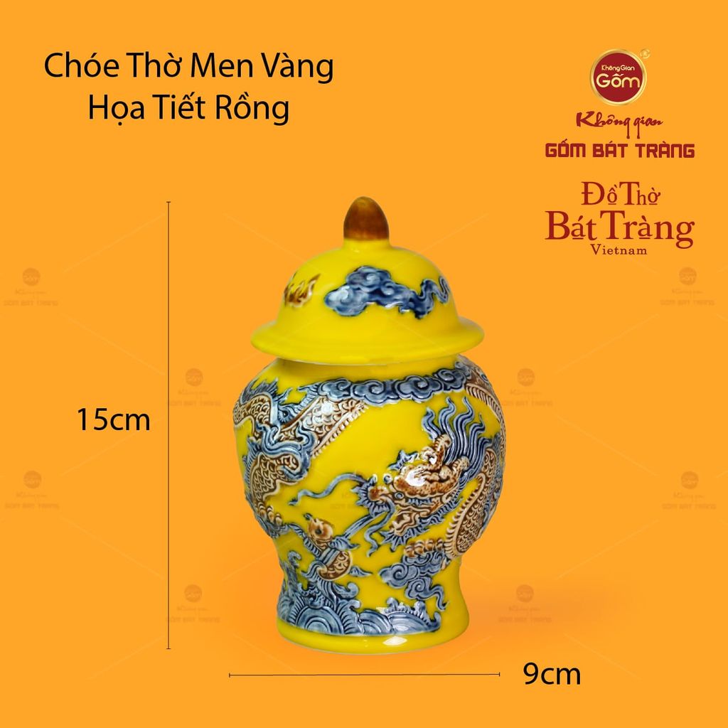 Chóe Thờ Men Vàng Họa Tiết Cá Chép Hóa Rồng