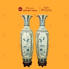 Lộc Bình 1M6 Men Rạn Hanh Vàng Tứ Cảnh Vẽ Kỹ