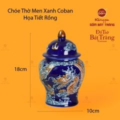 Chóe Thờ Men Xanh Coban Họa Tiết Cá Chép Hóa Rồng