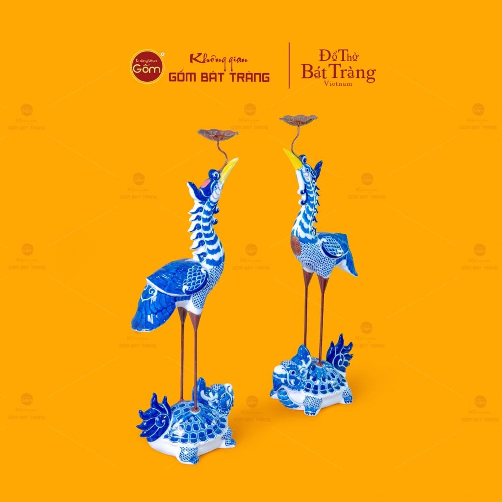 Hạc Thờ Men Lam (Chiếc)