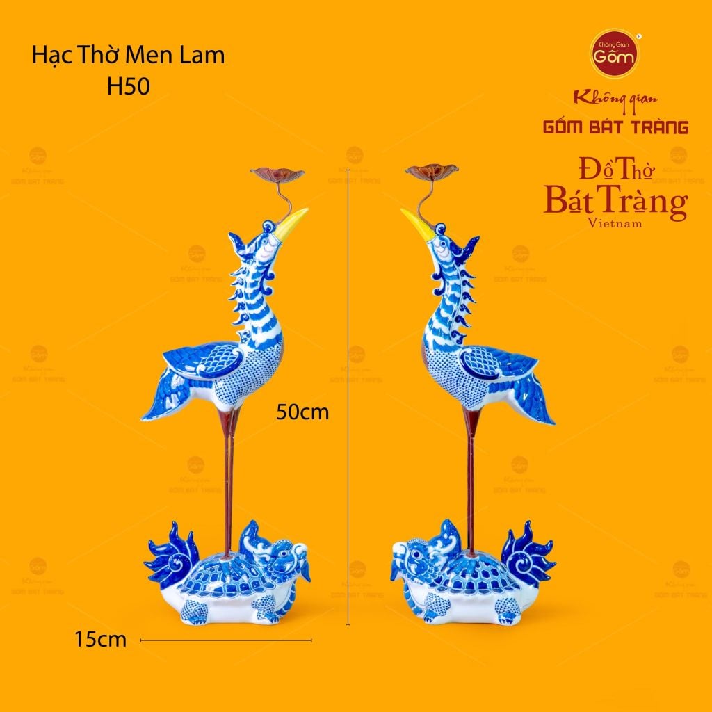 Hạc Thờ Men Lam (Chiếc)
