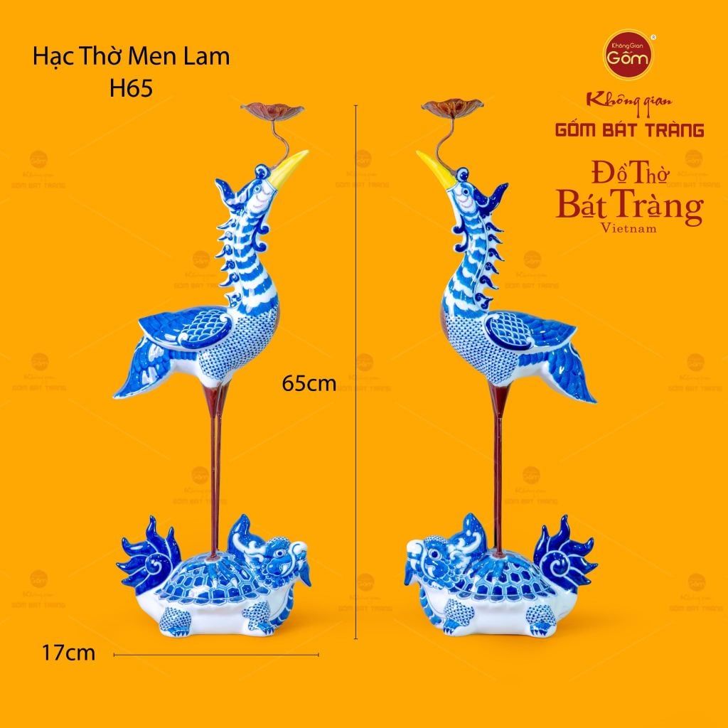 Hạc Thờ Men Lam (Chiếc)