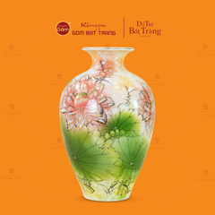 Bảo Bình Vẽ Vàng Kim Liên Bảo Cát Nền Cẩm Hoàng Thạch