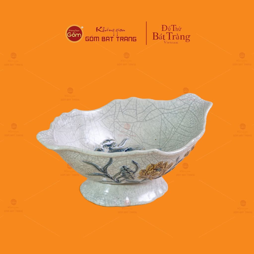 Bát Đựng Gà Cúng Men Rạn Hoa Sen