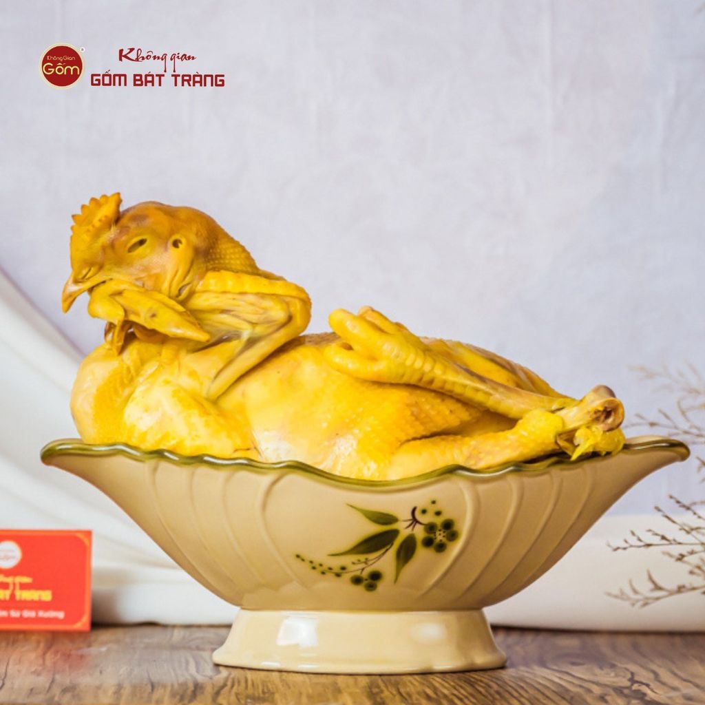 Bát Đựng Gà Cúng Hoa Đào Chuồn
