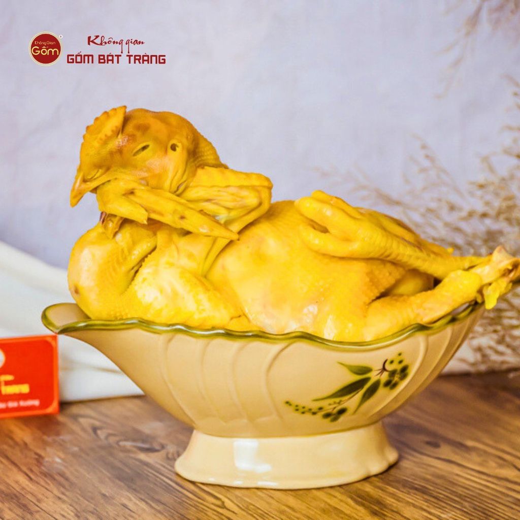 Bát Đựng Gà Cúng Hoa Đào Chuồn