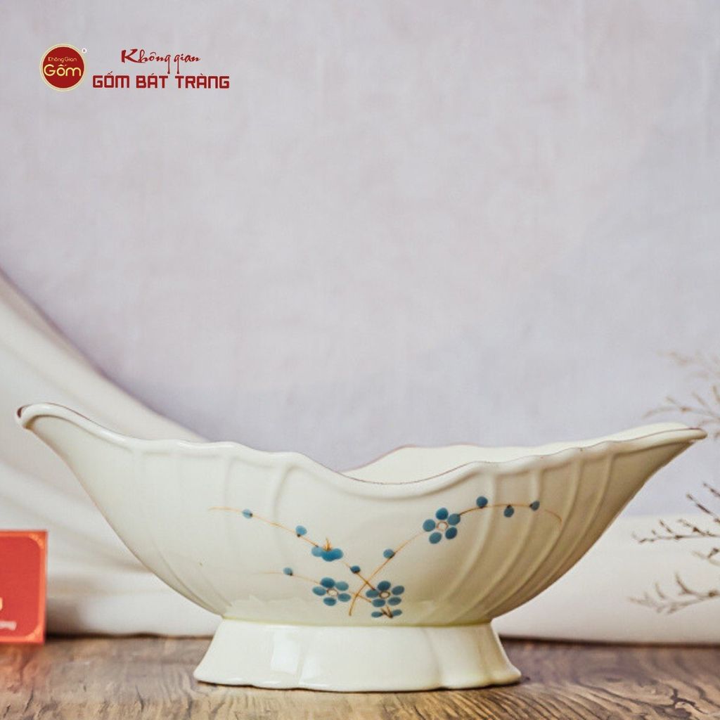 Bát Đựng Gà Cúng Hoa Đào Xanh