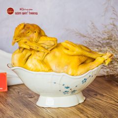 Bát Đựng Gà Cúng Hoa Đào Xanh