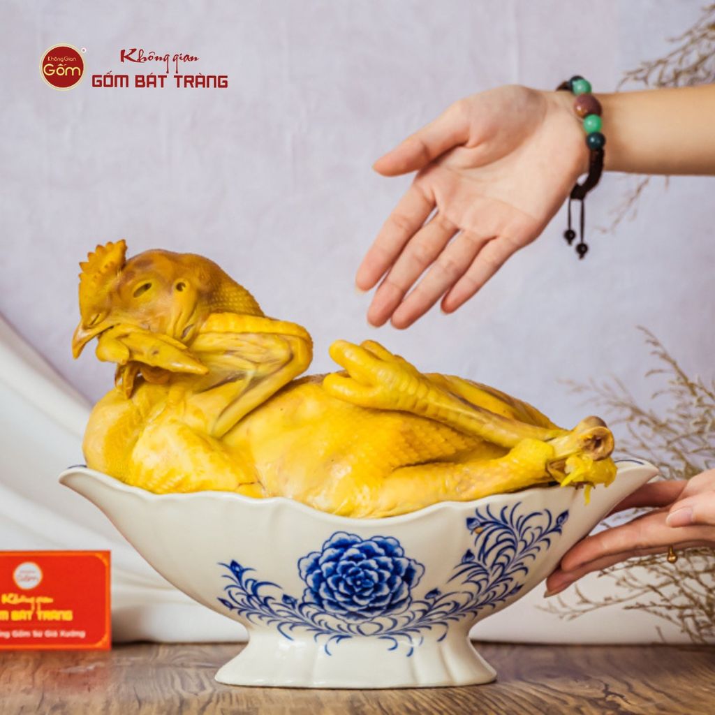 Bát Đựng Gà Cúng Hoa Mẫu Đơn