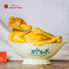 Bát Đựng Gà Cúng Hoa Sen Xanh