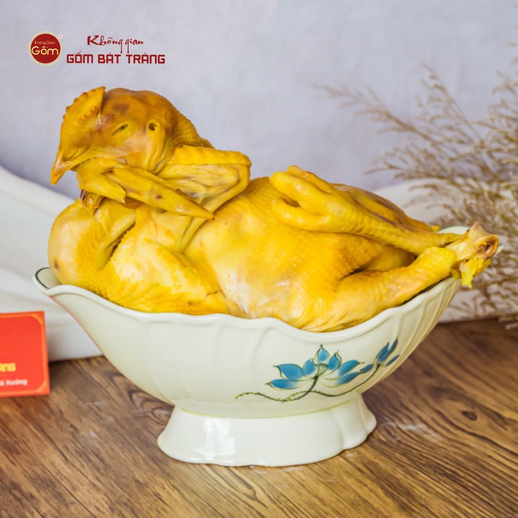 Bát Đựng Gà Cúng Hoa Sen Xanh