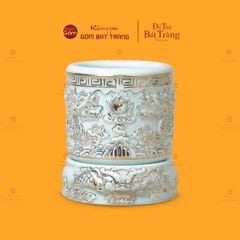 Bát Hương Men Ngọc Hoàng Tộc Song Long Chầu Nguyệt Vẽ Vàng