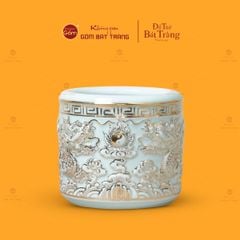 Bát Hương Men Ngọc Hoàng Tộc Song Long Chầu Nguyệt Vẽ Vàng