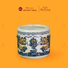 Bát Hương Thờ Men Hoàng Thổ Họa Tiết Song Long Chầu Nguyệt