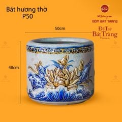 Bát Hương Thờ Men Rạn Họa Tiết Hoa Sen