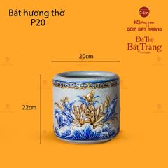 Bát Hương Thờ Men Rạn Họa Tiết Hoa Sen