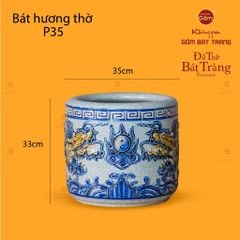 Bát Hương Thờ Men Rạn Họa Tiết Song Long Chầu Nguyệt