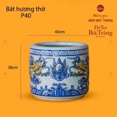 Bát Hương Thờ Men Rạn Họa Tiết Song Long Chầu Nguyệt