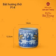 Bát Hương Thờ Men Rạn Họa Tiết Song Long Chầu Nguyệt