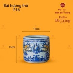 Bát Hương Thờ Men Rạn Họa Tiết Song Long Chầu Nguyệt
