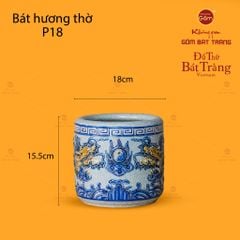 Bát Hương Thờ Men Rạn Họa Tiết Song Long Chầu Nguyệt