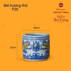 Bát Hương Thờ Men Rạn Họa Tiết Song Long Chầu Nguyệt