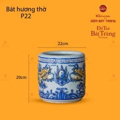Bát Hương Thờ Men Rạn Họa Tiết Song Long Chầu Nguyệt
