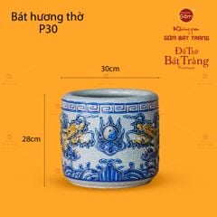 Bát Hương Thờ Men Rạn Họa Tiết Song Long Chầu Nguyệt