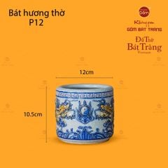 Bát Hương Thờ Men Rạn Họa Tiết Song Long Chầu Nguyệt