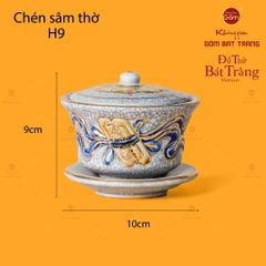Bát Sâm Thờ Cuốn Thư Men Rạn Vẽ Vàng