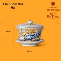 Bát Sâm Thờ Hoa Sen Men Rạn Vẽ Vàng