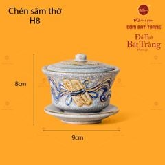 Bát Sâm Thờ Cuốn Thư Men Rạn Vẽ Vàng