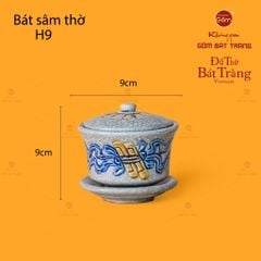 Bát Sâm Thờ Men Rạn Họa Tiết Cuốn Thư