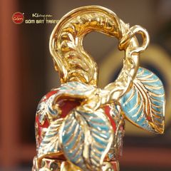 Bình Hồ Lô Men Đỏ Chữ Lộc Đắp Nổi Vẽ Vàng