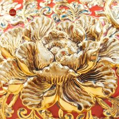Bình Hồ Lô Men Đỏ Chữ Lộc Đắp Nổi Vẽ Vàng