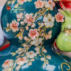 Bình Hồ Lô Xanh Lục Đắp Nổi Vẽ Vàng Tài Lộc
