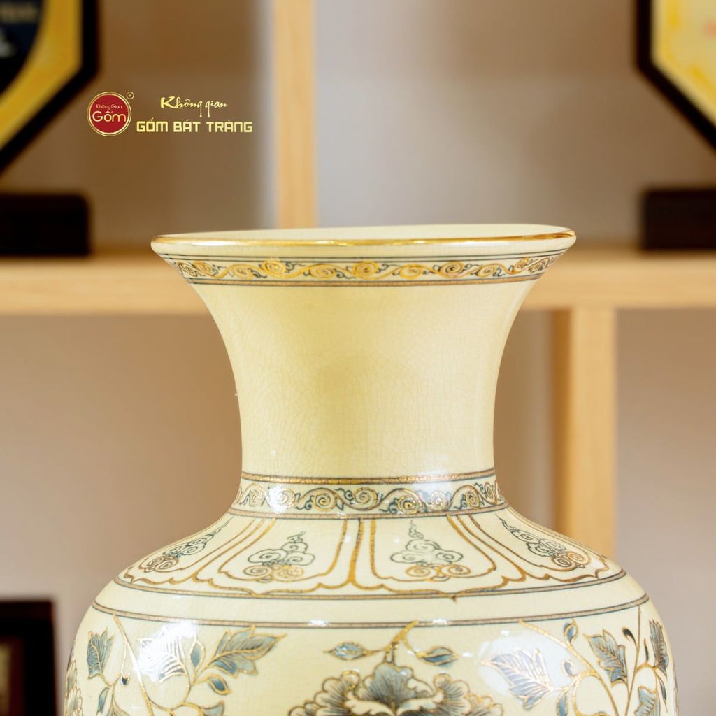 Bình Trường Phúc Vẽ Vàng Hoa Phù Dung