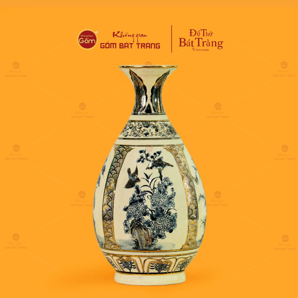 Bình Tứ Cảnh Vẽ Vàng Âm Dương Mẹ
