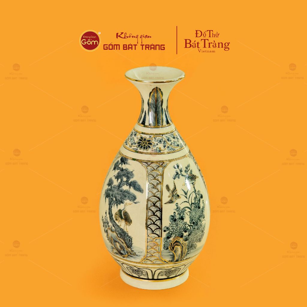 Bình Tứ Cảnh Vẽ Vàng Âm Dương Mẹ
