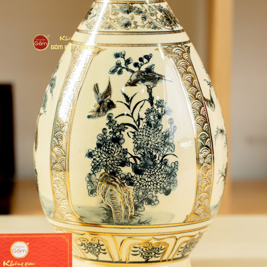Bình Tứ Cảnh Vẽ Vàng Âm Dương Mẹ