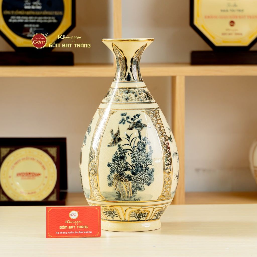 Bình Tứ Cảnh Vẽ Vàng Âm Dương Mẹ