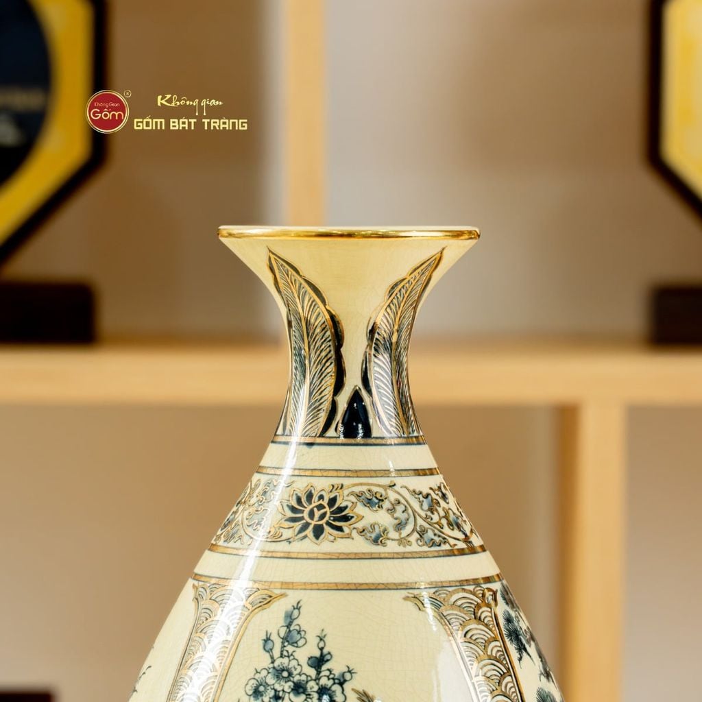 Bình Tứ Cảnh Vẽ Vàng Âm Dương Mẹ