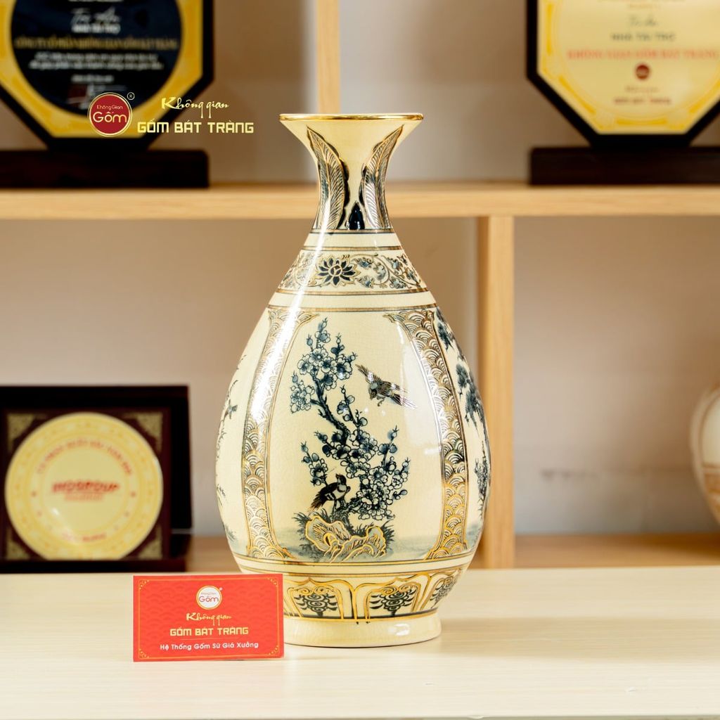 Bình Tứ Cảnh Vẽ Vàng Âm Dương Mẹ