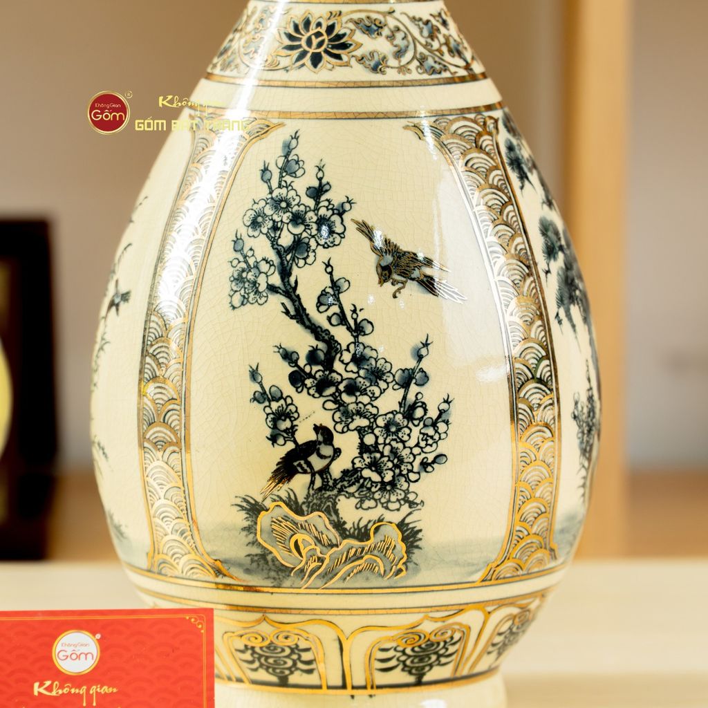 Bình Tứ Cảnh Vẽ Vàng Âm Dương Mẹ