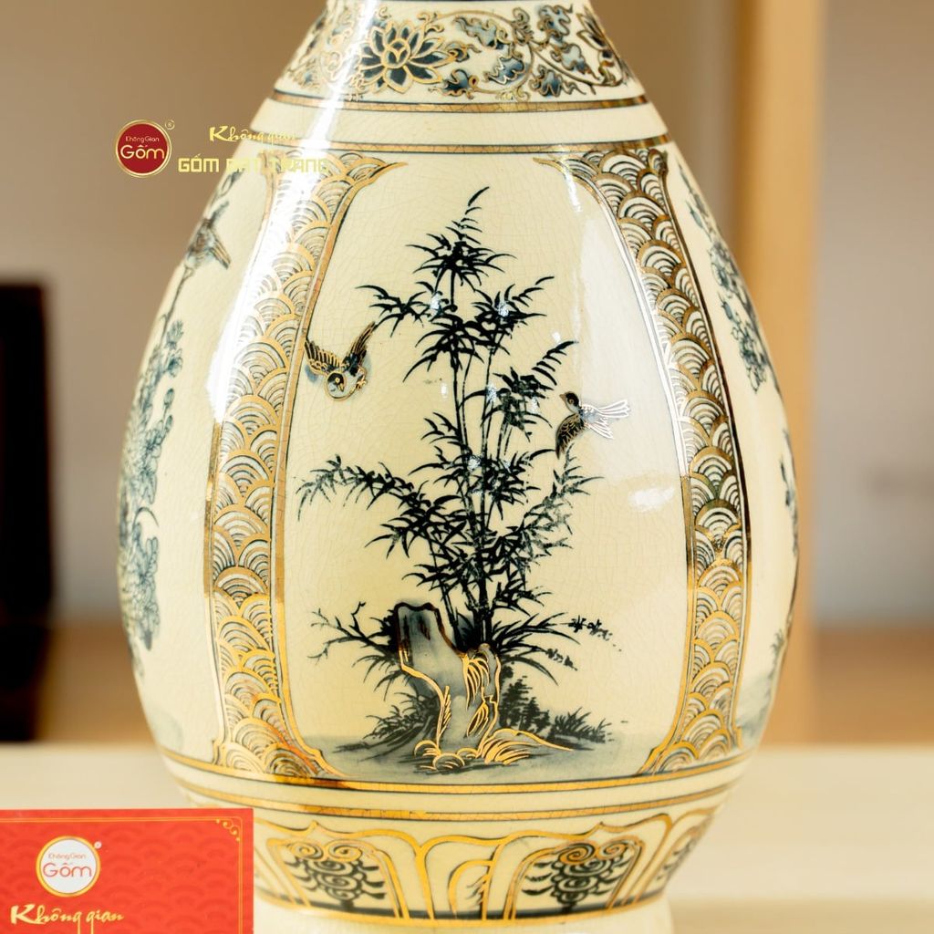 Bình Tứ Cảnh Vẽ Vàng Âm Dương Mẹ