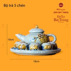 Bộ Ấm Chén Thờ Men Rạn Họa Tiết Hoa Đào