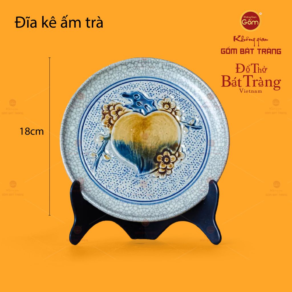 Bộ Ấm Chén Thờ Men Rạn Họa Tiết Hoa Đào