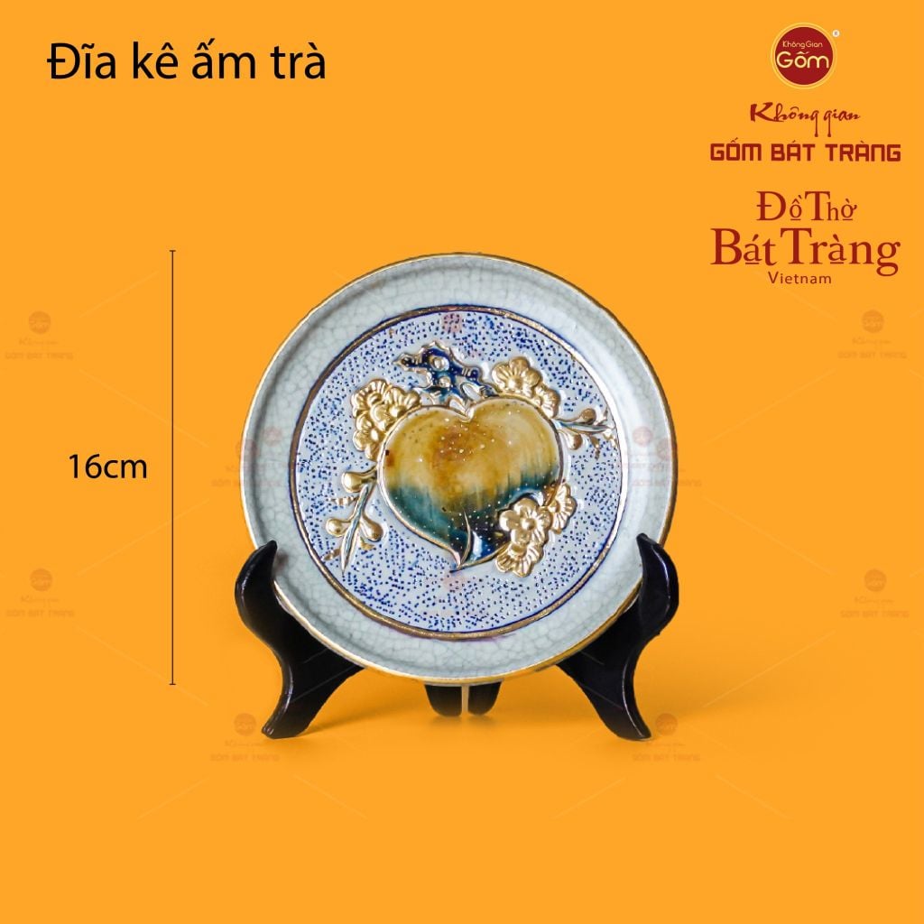 Bộ Ấm Chén Thờ Men Rạn Vẽ Vàng