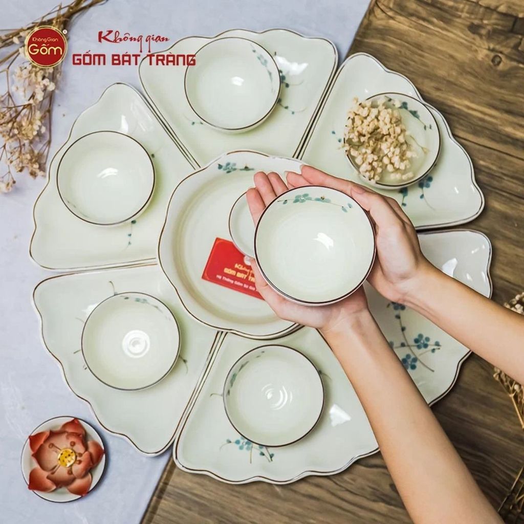 Bộ Mâm Cúng Hoa Mặt Trời Hoa Đào Xanh