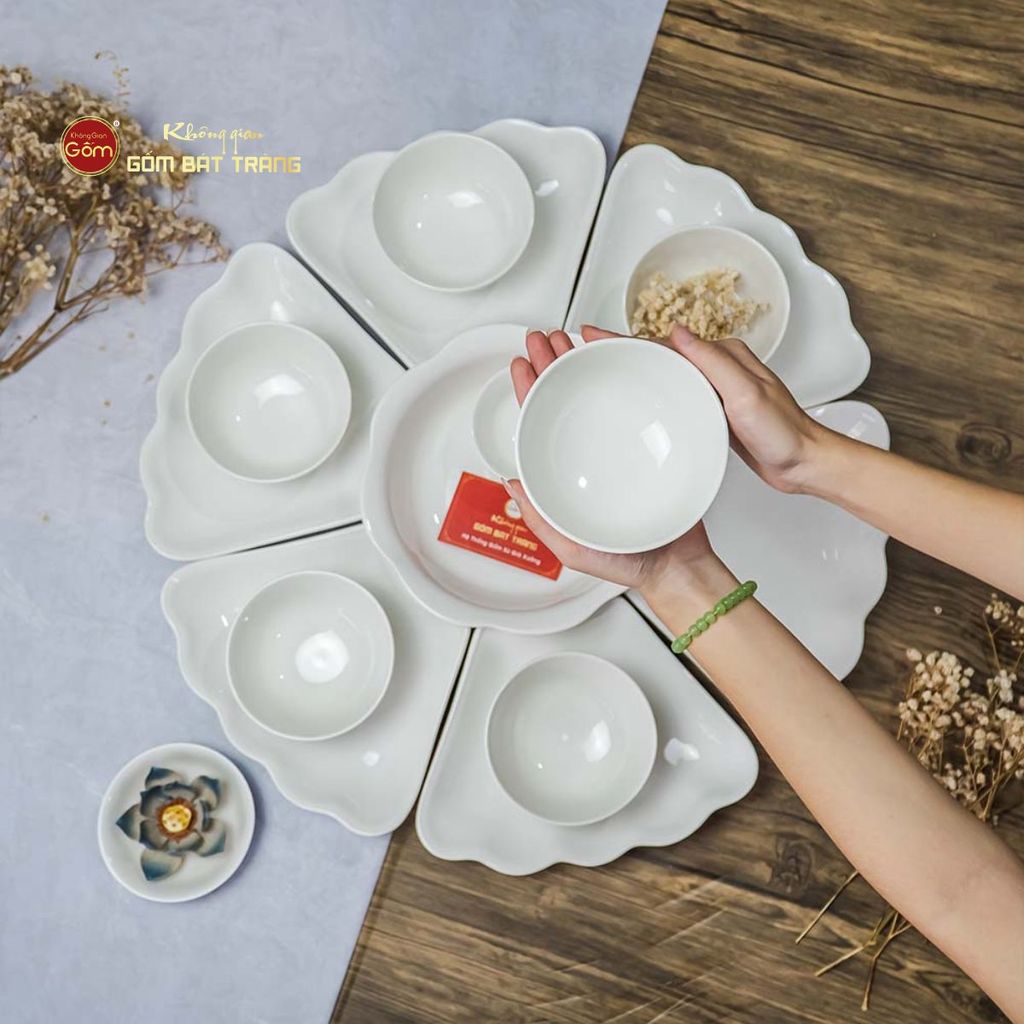 Bộ Mâm Cúng Hoa Mặt Trời Minh Châu Trắng
